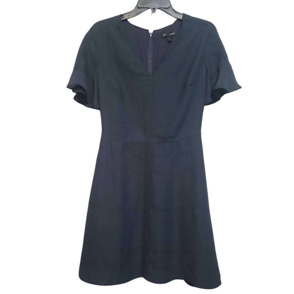 Banana Republic Navy Blue V-Neck Flutter Sleeve Seamed Skirt Dress 6
